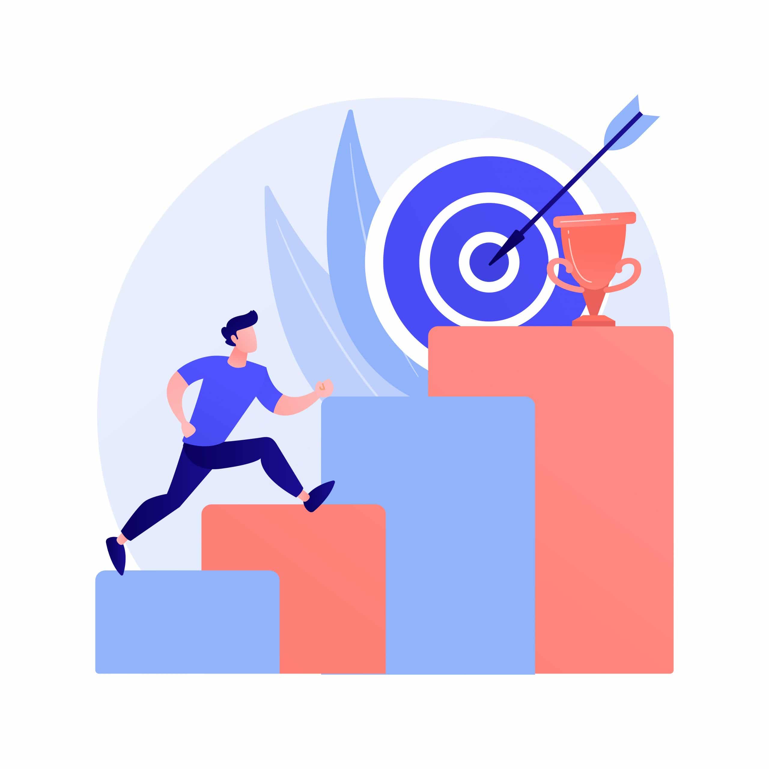 Ambition abstract concept vector illustration. Business ambition, determination, setting big goal, making fast career, self-confident, getting what you want, desire for success abstract metaphor.